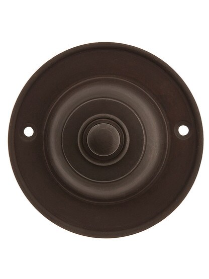 3 inch Round Brass Door Buzzer Button in Oil Rubbed Bronze.